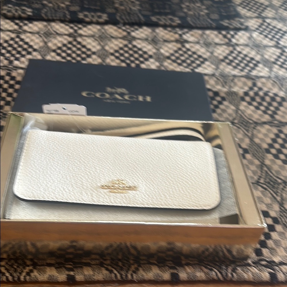 Coach White Card Holder